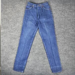 Vintage Wrangler Jeans Juniors 9/10 X 34 Blue Wash High Rise Straight USA 90s